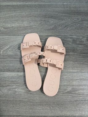 Gucci Pale Pink Braided Double-Strap Slide Sandals